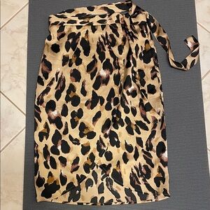 Boohoo Leopard Print Midi Skirt - Black and Tan